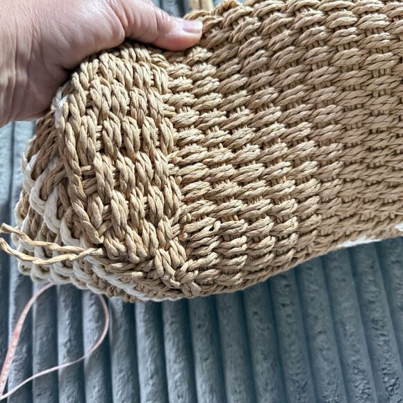 Straw Woven Large Double Handle Beach Picnic Tote Bag - Picture 8 of 9